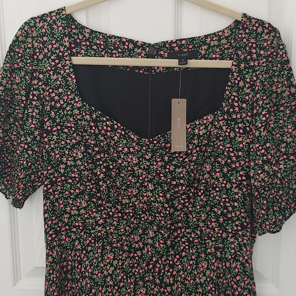 J.Crew Smocked Short Sleeve Floral Midi Dress 10 - Picture 1 of 11